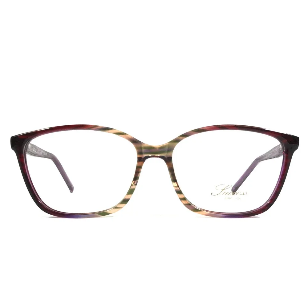 Success Eyeglasses Frames SS-105 PURPLE/MIST Brown Cat Eye Full Rim 54-15-140